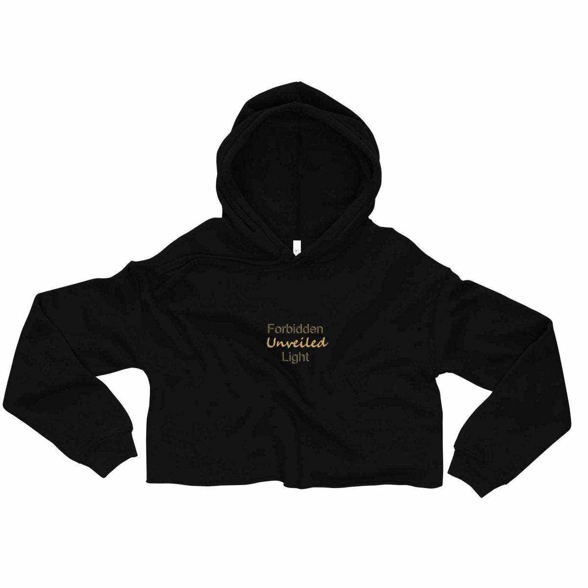 Forbidden Light Unveiled Cropped Hoodie – Black & Gold Edition - DOLCE COUTURE - NeuroShop