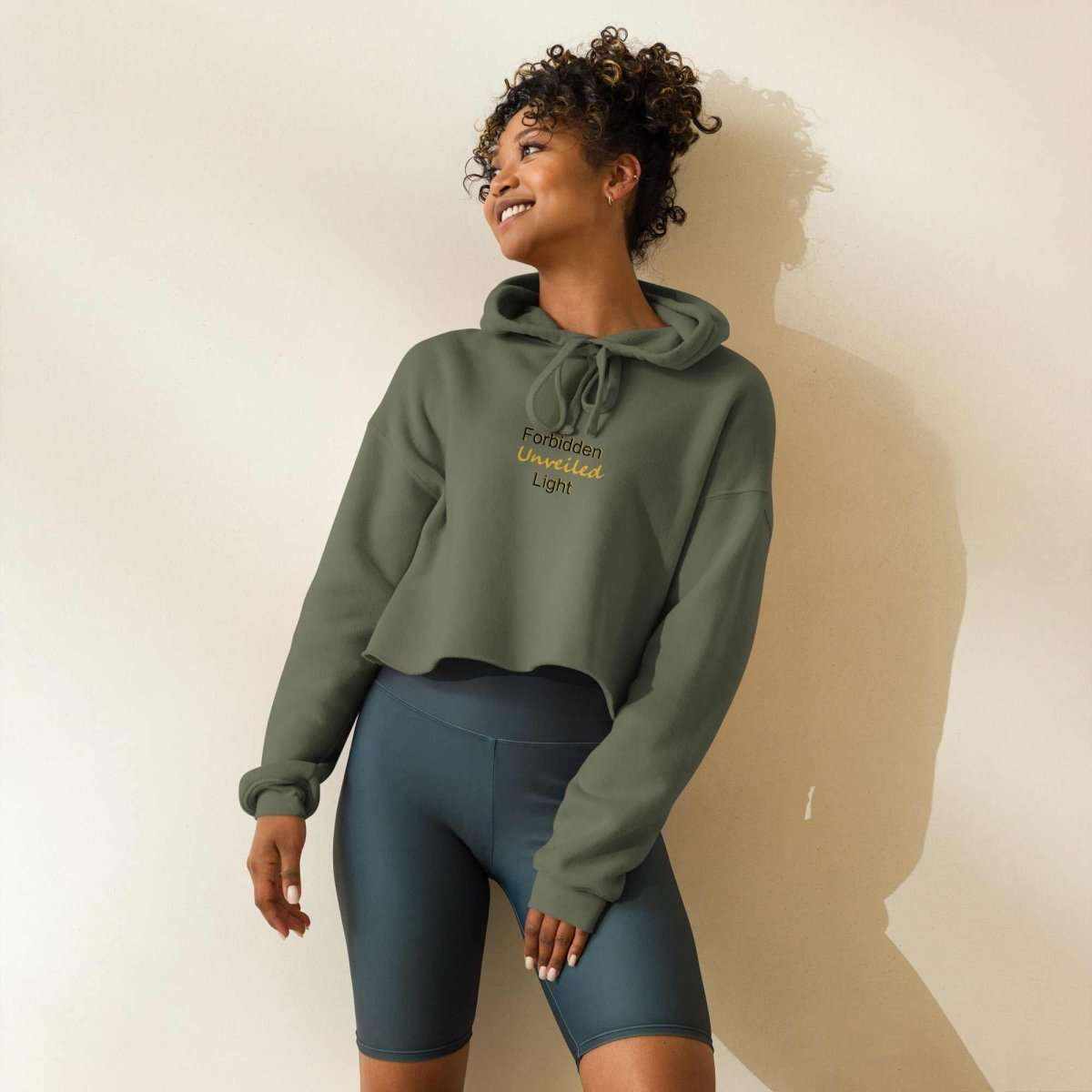 Forbidden Light Unveiled Cropped Hoodie – Black & Gold Edition - DOLCE COUTURE - NeuroShop